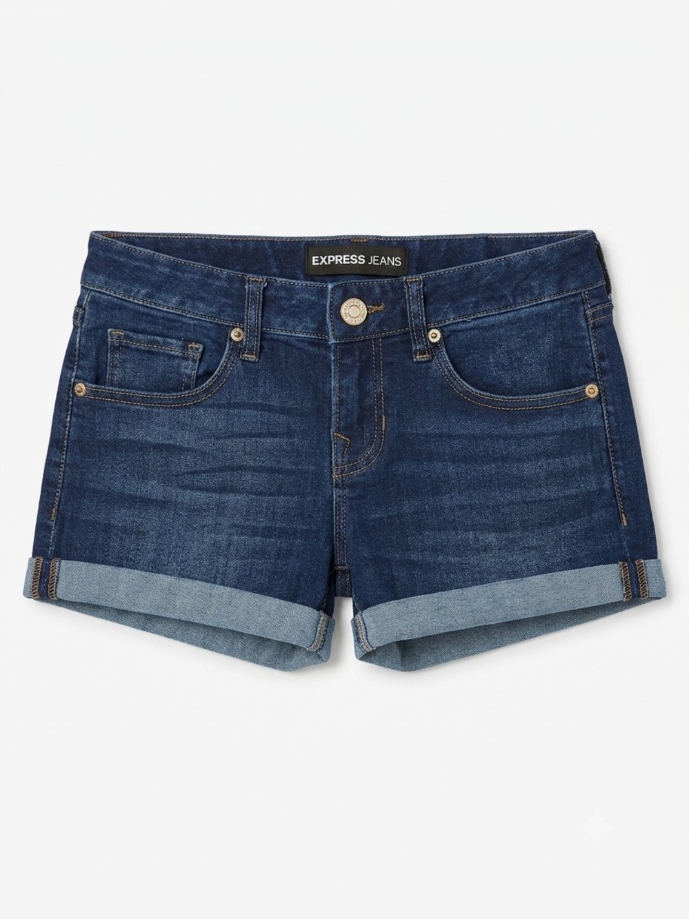 Express Dark Blue Denim Roll-Cuff Shorts